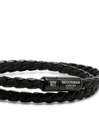 Tateossian Chelsea Braided Leather Wrap Bracelet - Black - One Size