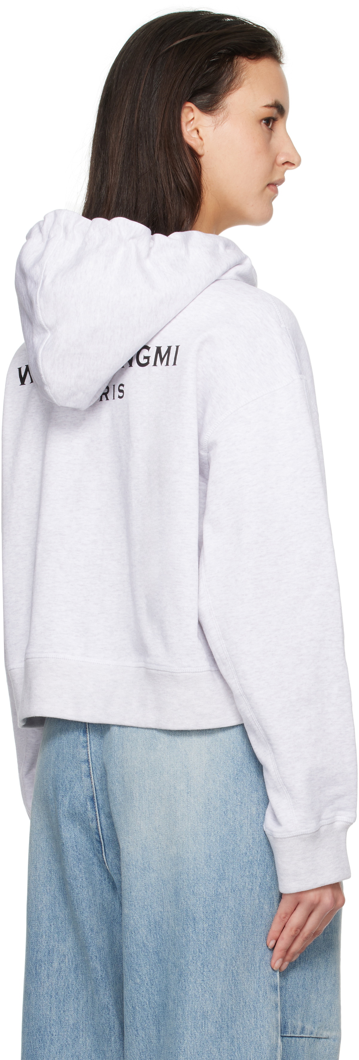 WOOYOUNGMI Gray Back Logo Hooded Zip-Up Hoodie