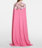 Oscar de la Renta Floral embroidered cape gown