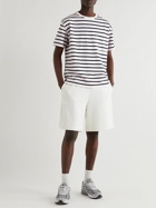 Ninety Percent - Logo-Embroidered Striped Organic Cotton-Jersey T-Shirt - Blue