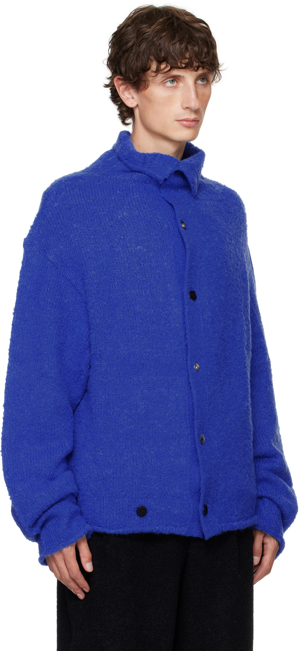ADER error Blue Rolled Edge Cardigan
