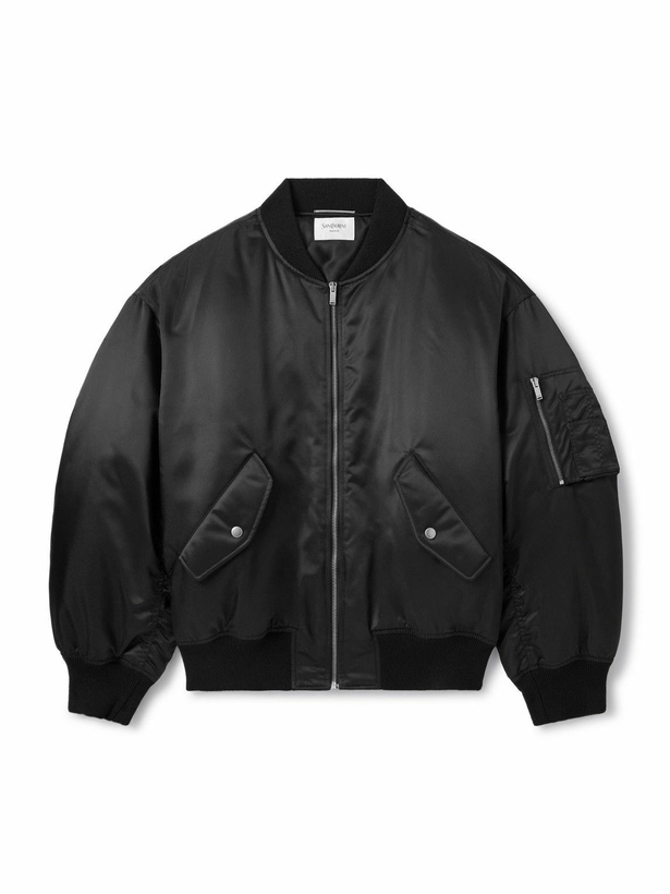 Photo: SAINT LAURENT - Recycled-Shell Bomber Jacket - Black