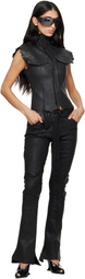 Ottolinger Black Glazed Denim Zip Top