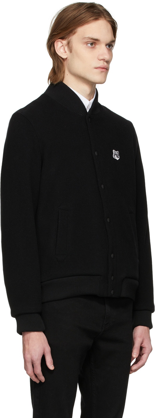 Maison Kitsuné Black Classic Teddy Bomber Jacket Maison Kitsune