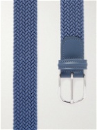 Anderson's - 3.5cm Suede-Trimmed Woven Elastic Belt - Blue