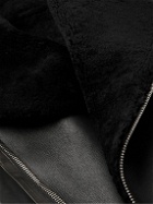 Balmain - Shearling-Lined Leather Biker Jacket - Black