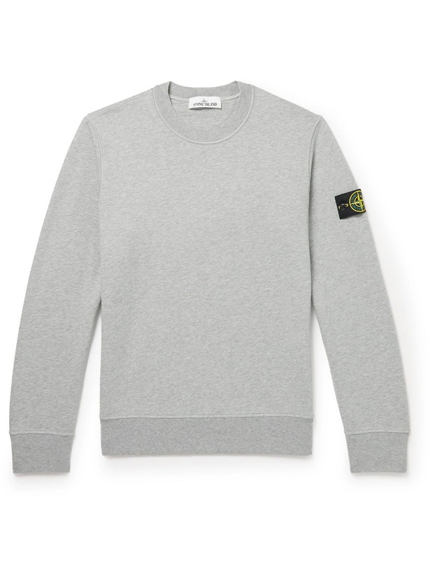 Photo: Stone Island - Logo-Appliquéd Cotton-Jersey Sweatshirt - Gray