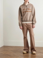 Story Mfg. - Geo Appliquéd Organic Cotton-Jersey Half-Zip Sweatshirt - Brown
