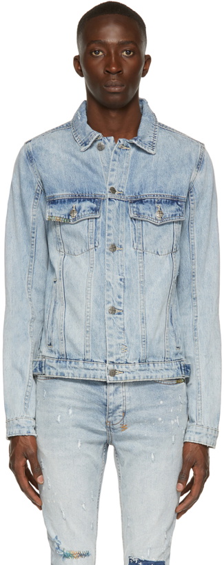 Photo: Ksubi Blue Denim Classic Kolor Stitch Jacket