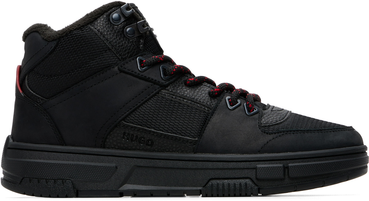 Hugo Black Paneled Leather Sneakers