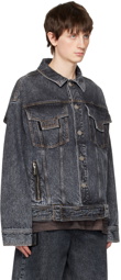 Balmain Black Oversized Denim Jacket