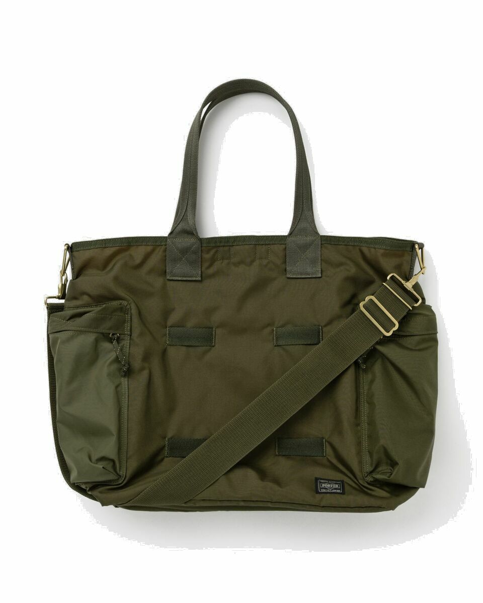 Photo: Porter Yoshida & Co. Force 2 Way Tote Bag Green - Mens - Tote & Shopping Bags