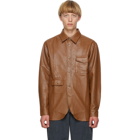 Han Kjobenhavn Brown Faux-Leather Army Shirt