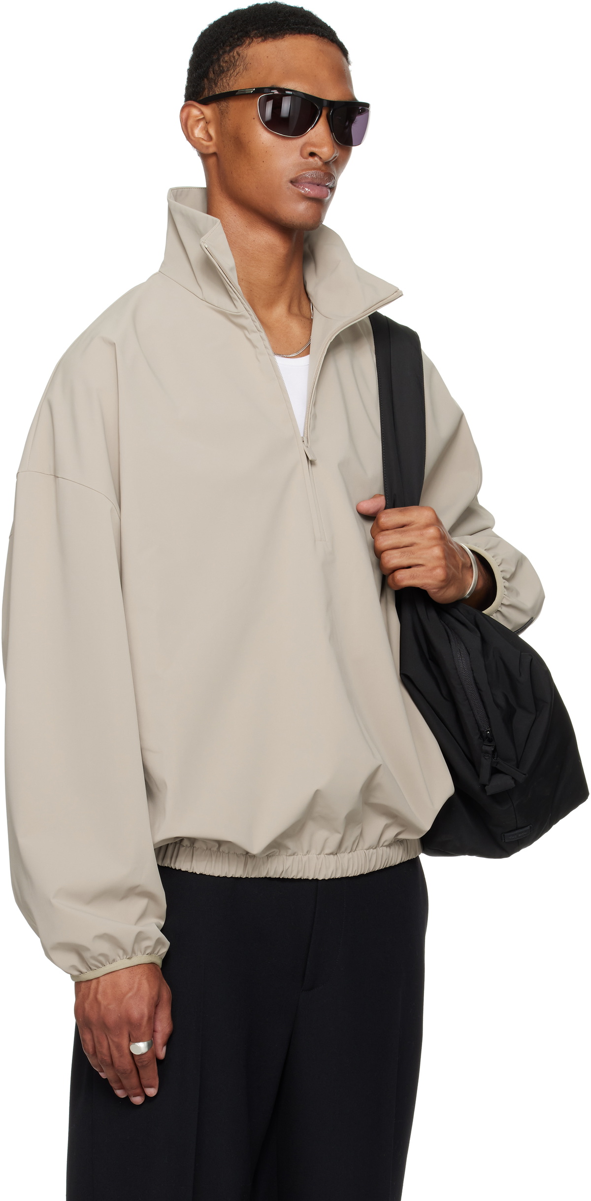 Fear of God ESSENTIALS Taupe Sporty Half-Zip Jacket