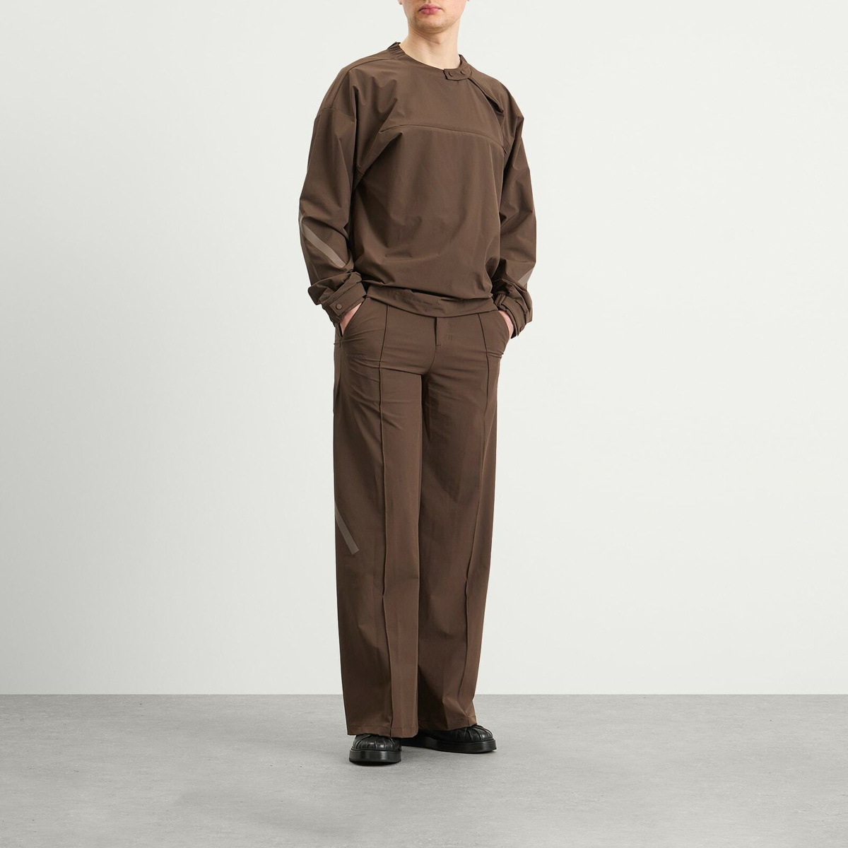 Adidas Men's x Entire Studios ZNE Half Zip Woven Sweatshirt in Dust Cargo