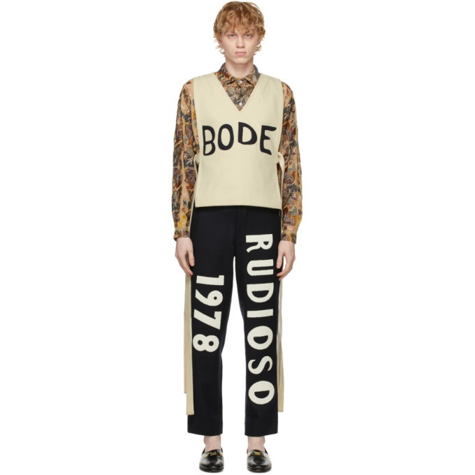 Photo: Bode Off-White Wool Logo Dickie Vest