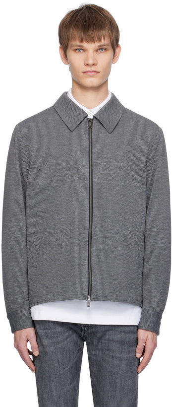 Photo: BOSS Gray Spread Collar Jacket