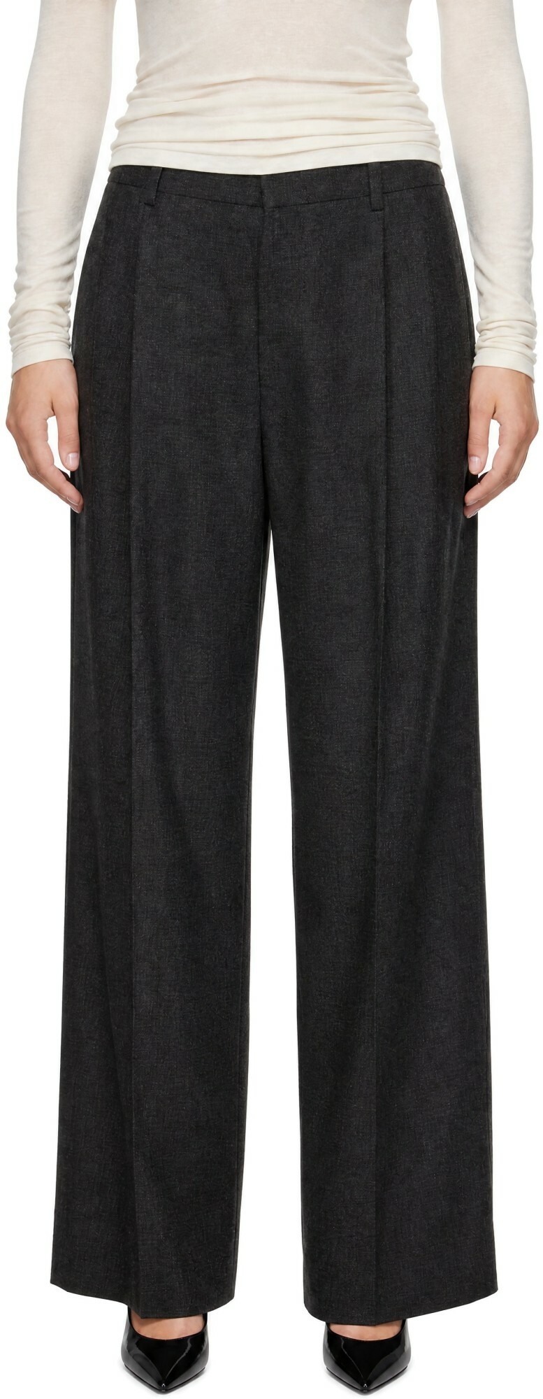 AGOLDE Gray Sathia Wool Trousers