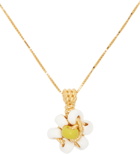 Bottega Veneta Gold & White Sunflower Necklace