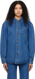 WYNN HAMLYN Blue Faded Denim Shirt