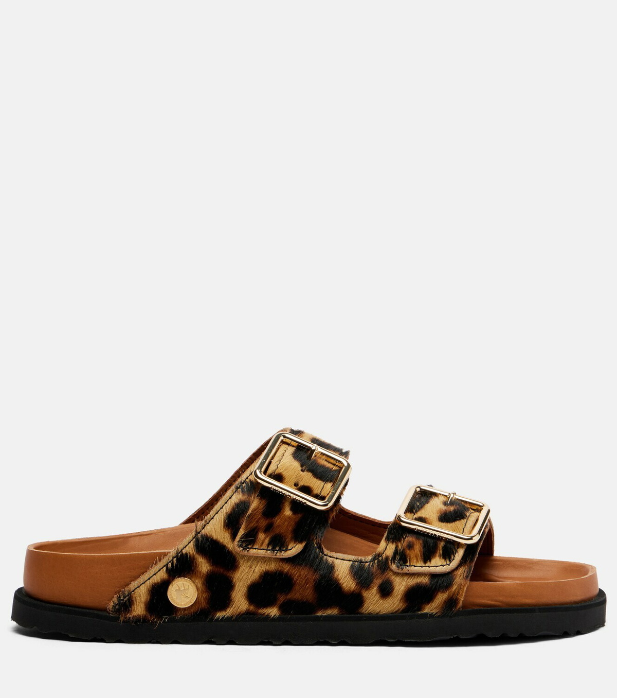 Birkenstock 1774 Arizona leopard-print calf hair slides