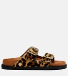 Birkenstock 1774 Arizona leopard-print calf hair slides