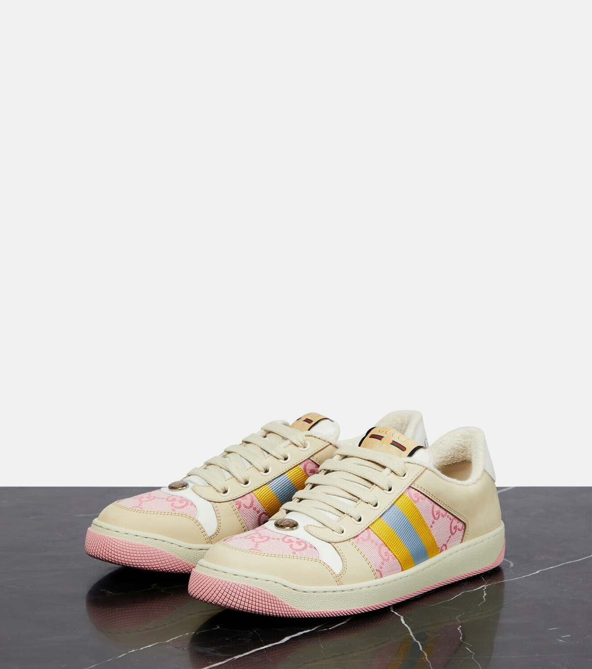 Gucci - Screener leather-trimmed canvas sneakers Gucci