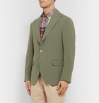 Brunello Cucinelli - Sage-Green Slim-Fit Unstructured Linen-Hopsack Blazer - Green