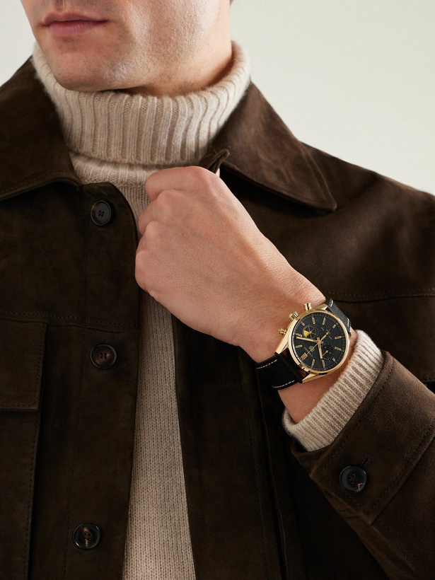 Photo: BAMFORD WATCH DEPARTMENT - TAG Heuer Carrera Limited Edition Automatic 42mm 18-Karat Gold and Canvas Watch