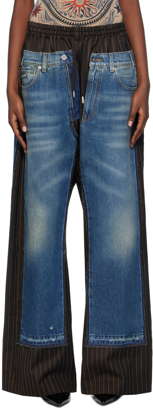 Jean Paul Gaultier Blue & Black 'The Jean Suit' Trousers Jean Paul