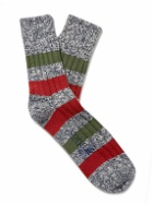 Corgi - Striped Ribbed Cotton Socks - Blue