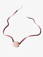 JIA JIA 14K Yellow Gold Rose Quartz Beaded Ruby Necklace