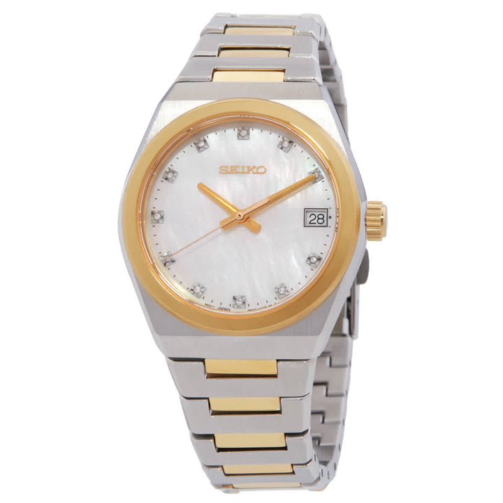 Photo: Seiko Quartz White Mother of Pearl Dial Ladies Watch SUR604P1