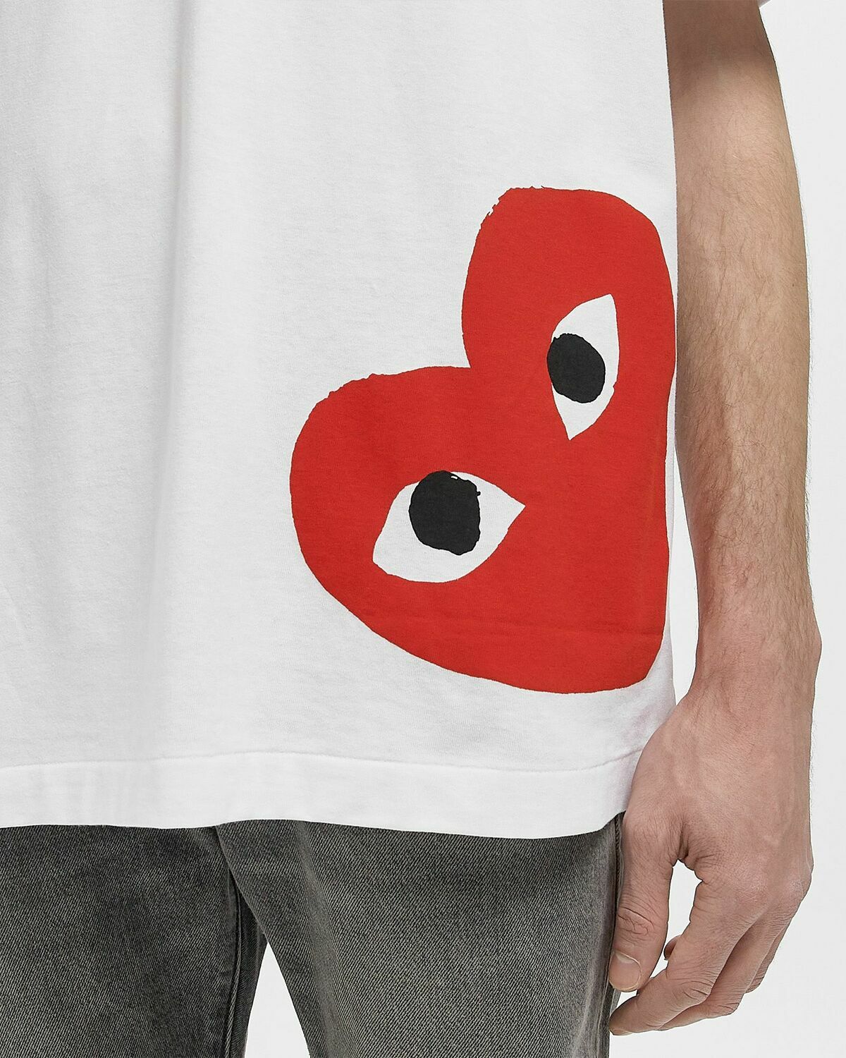 Comme des Garçons Play TEE LOGO PRINT KNIT White Mens Shortsleefe