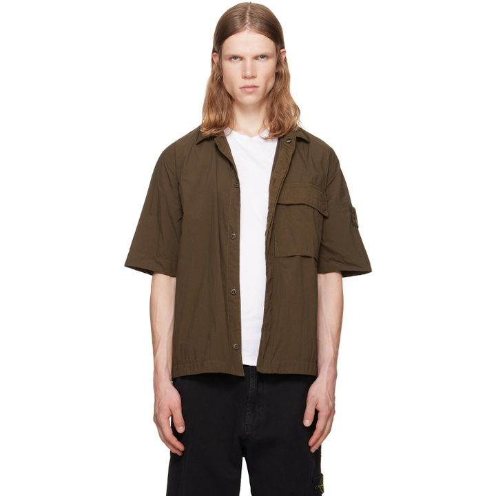 Photo: Stone Island Khaki 1200019 Nylon Smerigliato S.I. Ghost Shirt