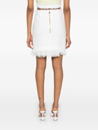 Balmain White Button-Up Tweed Skirt