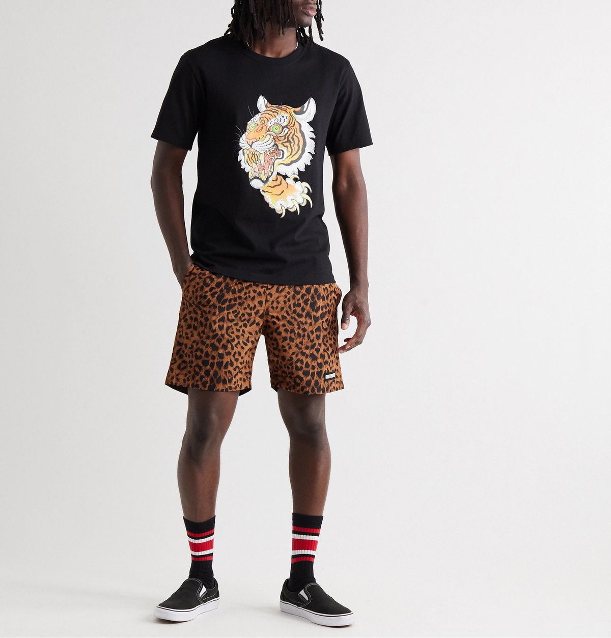 WACKO MARIA LEOPARD BOARD SHORTS-