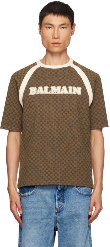 Photo: Balmain Brown Retro Mini Monogram T-Shirt