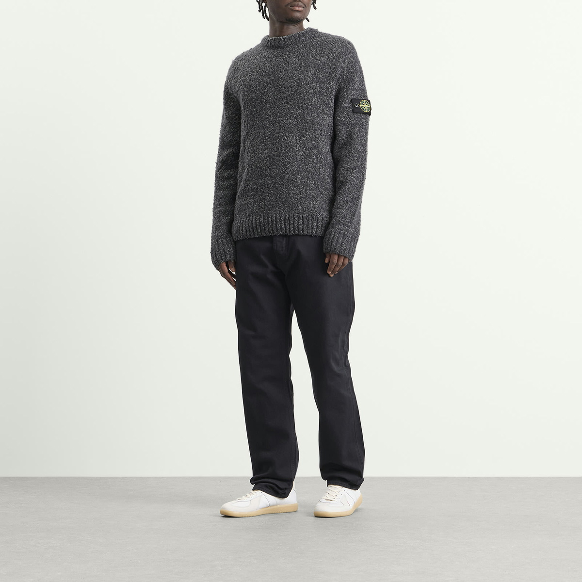 Stone Island Men's Speckled Wool Nylon Jumper in Lead Melange