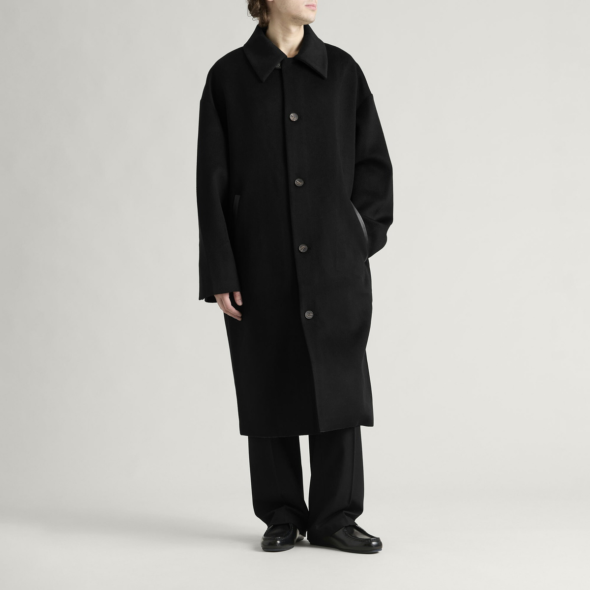 Entire Studios Men's Arcform Coat in Black Wool
