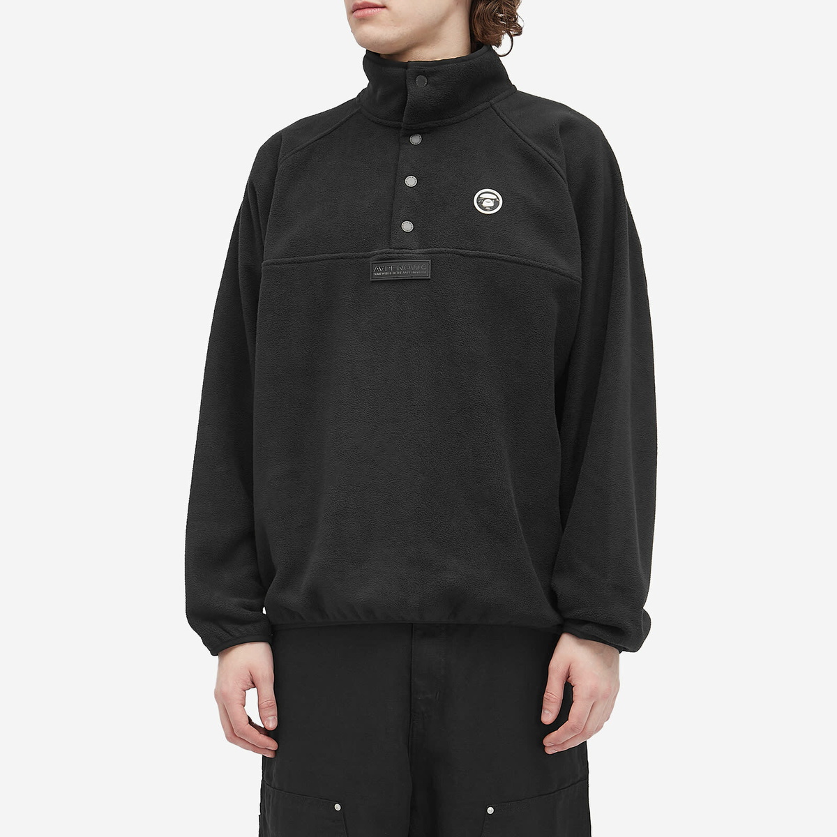 お歳暮 のし AAPE Men's Now A by AAPE Black in Fleece Polar Neck Moc トップス