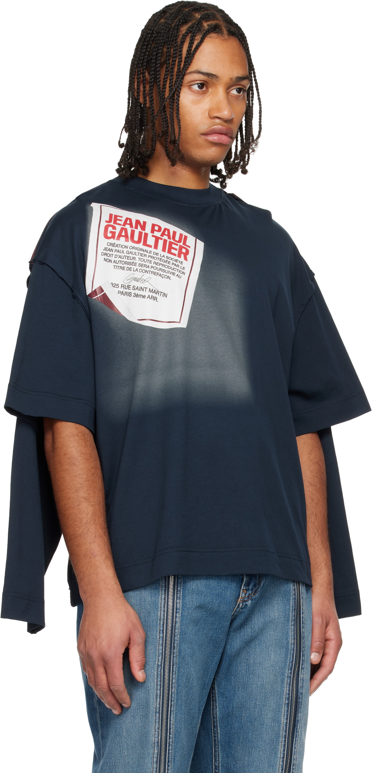 Jean Paul Gaultier Navy 'The Gaultier Label' Double T-shirt