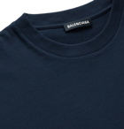 Balenciaga - Bonjour Paris Logo-Print Cotton-Jersey T-Shirt - Blue