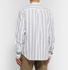Brioni - Grandad-Collar Striped Cotton and Linen-Blend Shirt - White