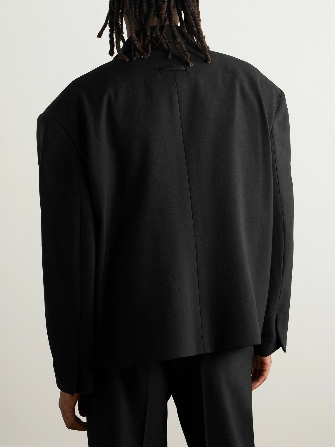 Fear of God - Double-Breasted Cropped Wool-Gabardine Blazer - Black
