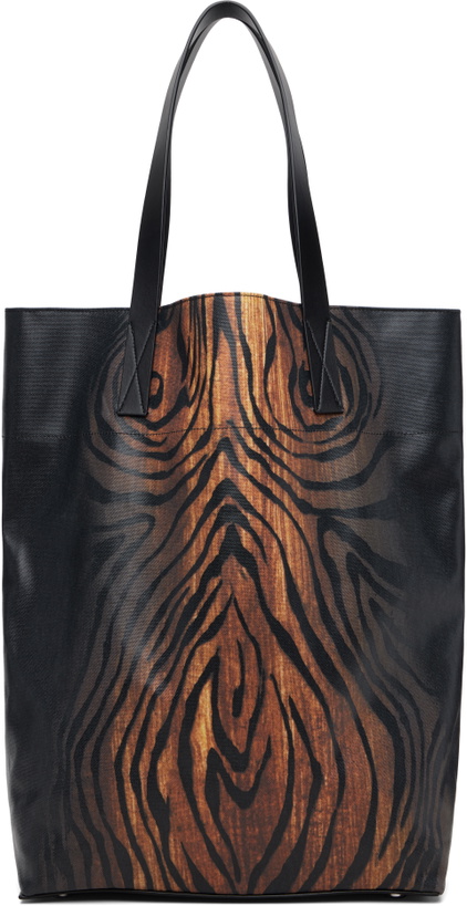 Photo: Jean Paul Gaultier Black & Brown Coated Canvas Printed Wood Tote