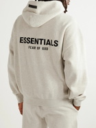 FEAR OF GOD ESSENTIALS - Logo-Flocked Cotton-Blend Jersey Hoodie - Neutrals