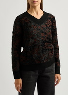 High Respond Floral-jacquard Brushed-knit Jumper Black