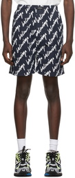 Balenciaga Navy Scribble Shorts