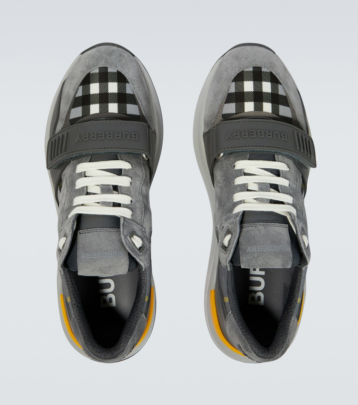 Burberry - Checked canvas and suede sneakers Burberry